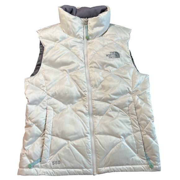 The North Face 550 Quilted Puffer Vest Full Zip S Womens White Pockets Gorpcore - Picture 1 of 9